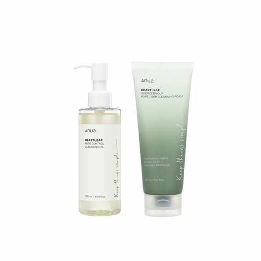 Dúo de limpieza Anua: Heartleaf Quercetinol Pore Deep Cleansing Foam + Heartleaf Pore Control Cleansing Oil