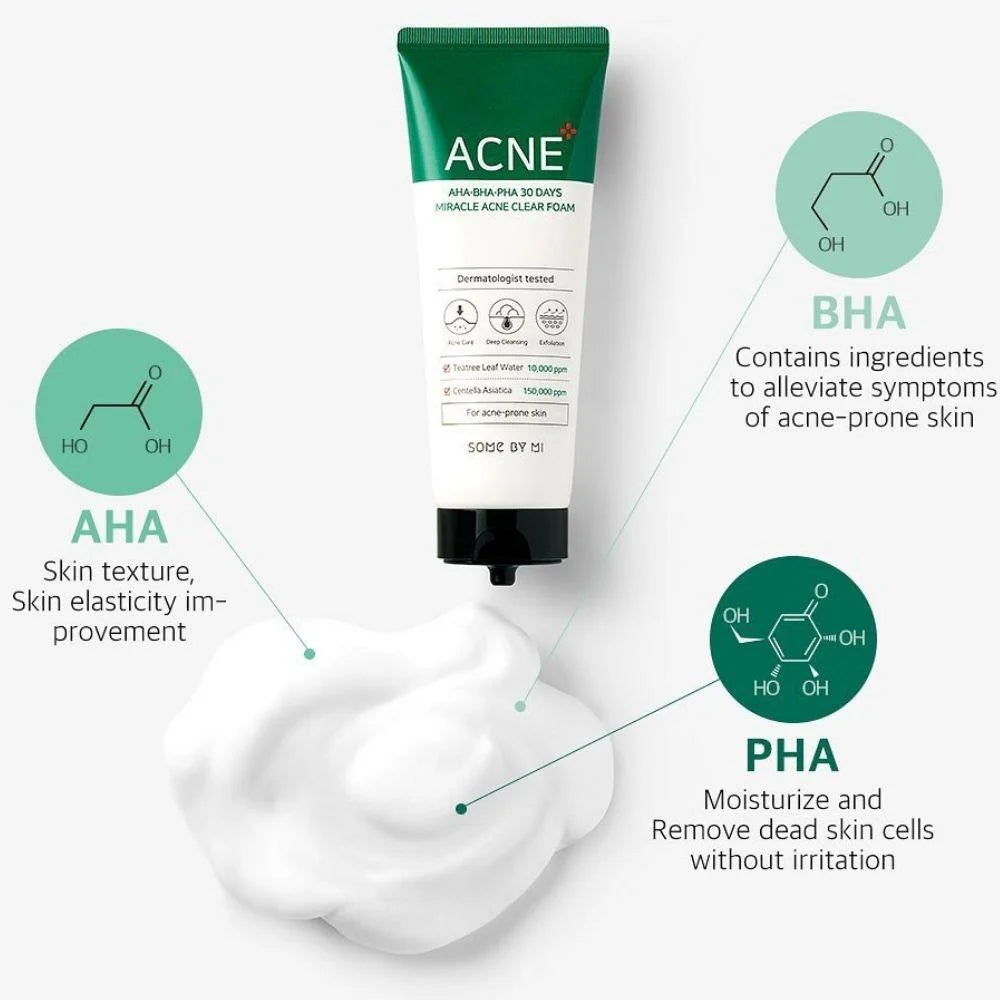 SOME BY MI AHA, BHA, PHA 30 Days Miracle Acne Clear Foam